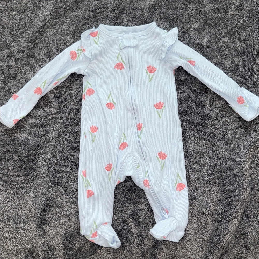 Carter's light blue and Pink Floral Baby Sleeper